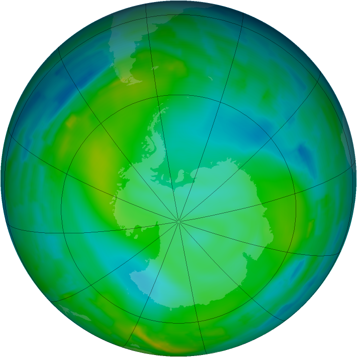 Antarctic ozone map for 22 June 2012